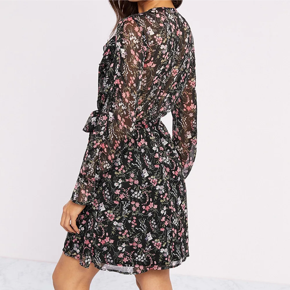 Zqlz весеннее платье с цветочным принтом в стиле бохо женское шифоновое высокой