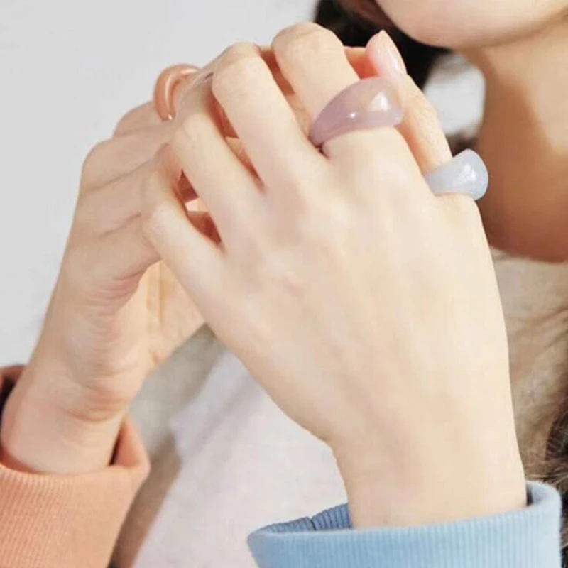 2020 модные красочные полимерные кольца на палец акриловые нестандартные богемные