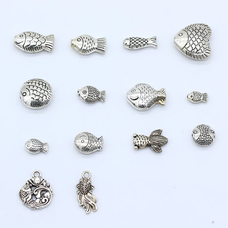 20p цинковый кулон с изображением животных серебряные подвески счастливой рыбкой