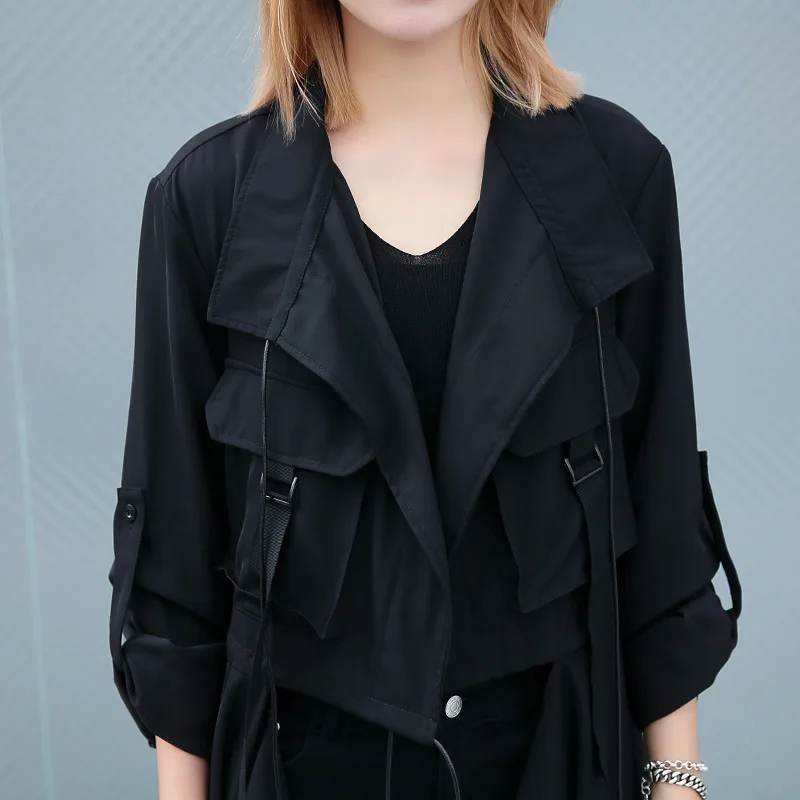 Женское длинное пальто-Тренч зеленый Плетеный плащ в Корейском стиле с лентами и