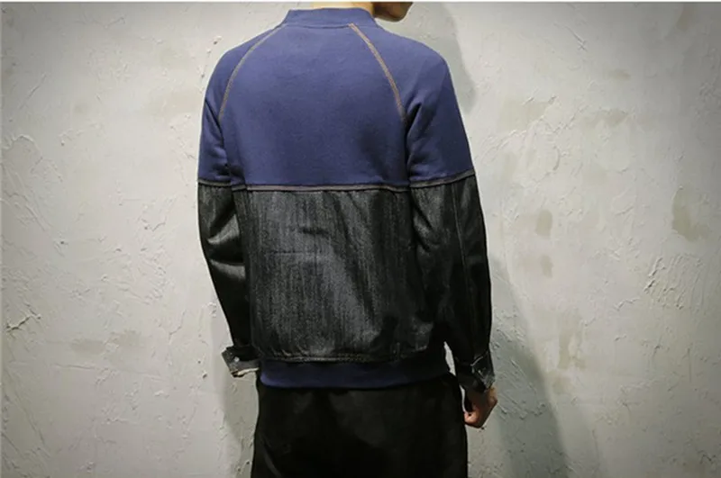 Повседневная 6XL размера плюс джинсовая синяя весенняя куртка бомбер мужская