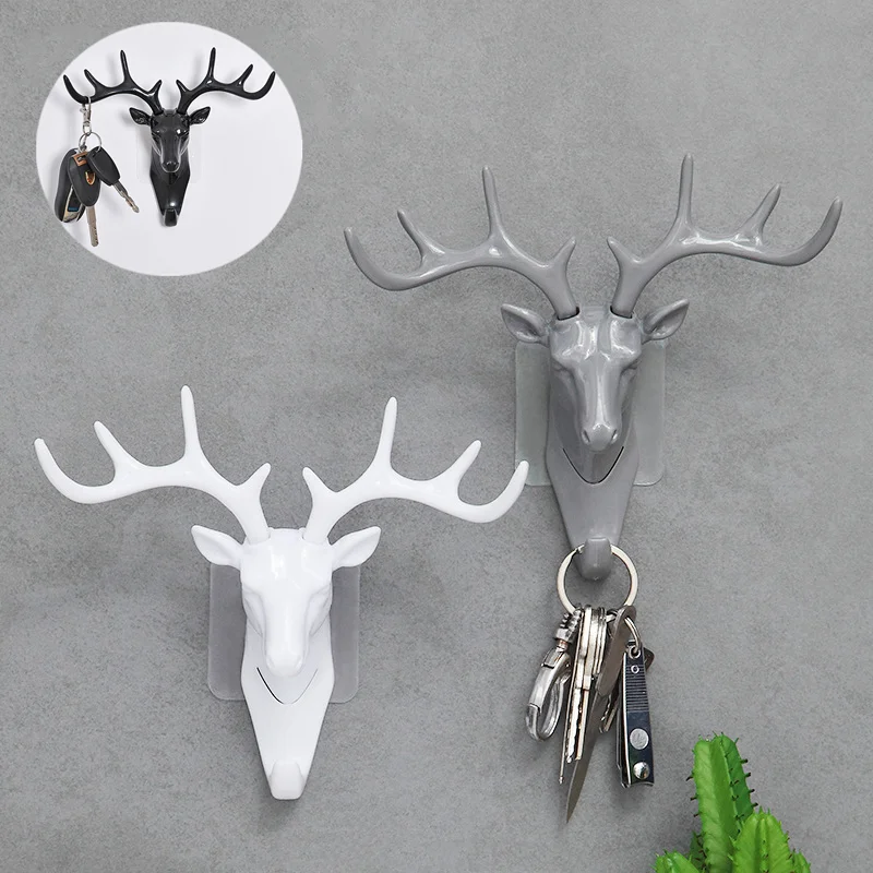 

Deer Head wall hook Animal Self Adhesive Clothing Display Racks Hook Coat Hanger Cap Room Decor Show Wall Bag Keys Sticky Holder