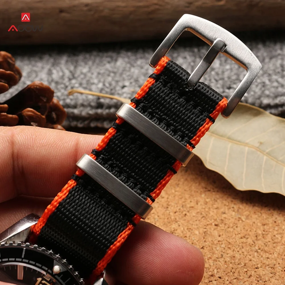 

20mm 22mm Seat Belt Nylon NATO Strap Military Watch Band Replacement Watch Straps for Omega James Bond 007 Black Silver Buckle