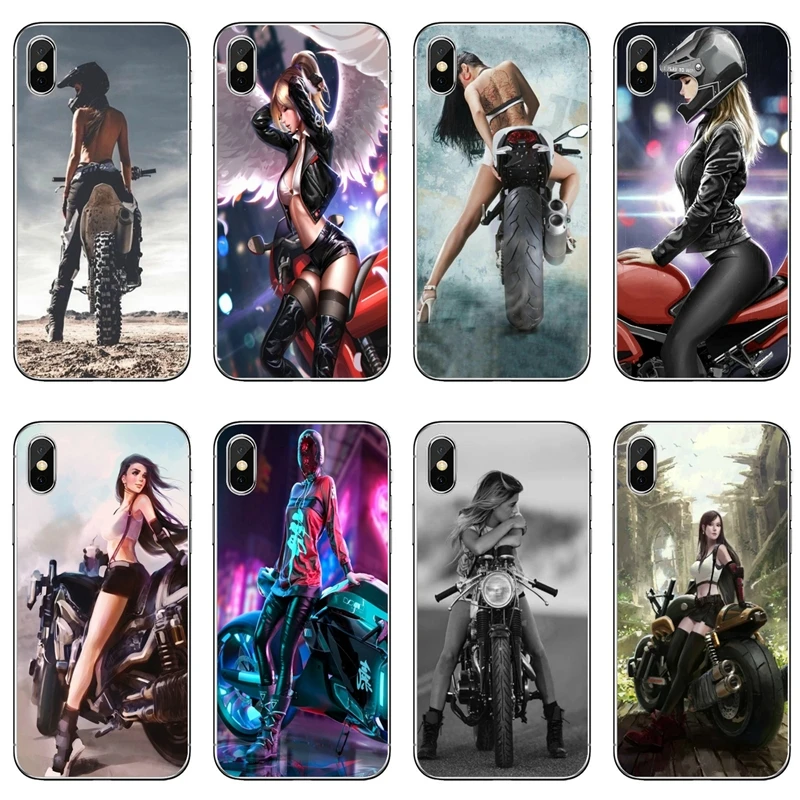 Силиконовый чехол для телефона девочек с мотоциклом Huawei P40 P30 P20 Pro P10 P9 Lite Y5 Y6 Y7 Y9 P