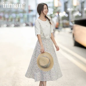 INMANвесенне-осенняя однотонная и свежая Футболка с принтом; Милый милый костюм из двух предметов на подтяжках