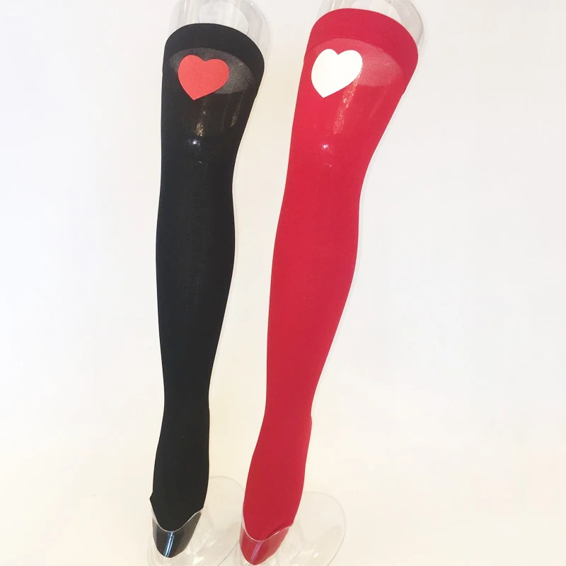

New Women Sweet Heart Socks Fashion Stockings Casual Thigh High Over Knee Polyester High Socks Girls Womens Long Knee Sock