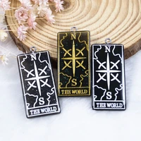 10pcs 3919mm the world tarot charms flat back resin cabochons glitter accessory for necklace pendant diy