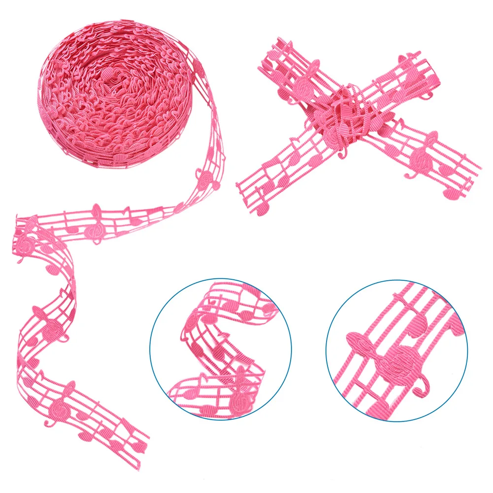 

25.6m/roll Polyester Grosgrain Ribbon Musical Note Pattern Ribbon Supplies For Jewelry Making Sewing Garment Gift Wrapping Decor