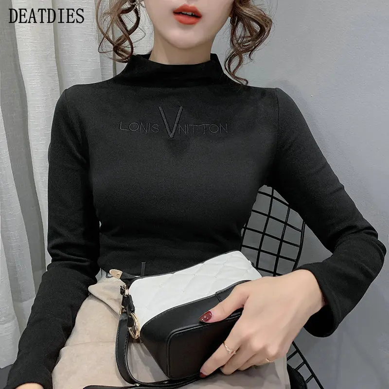 

Shirt Solid Black T Shirt Women Casual Turtneck Harajuku Autumn Winter Slim Top Korean Womens Tshirt Mujer Camisetas New 2020