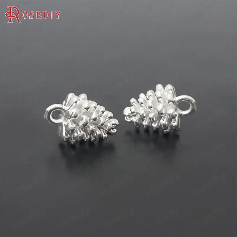 

6PCS 8x12MM 24K Champagne Gold Color Plated Brass Small Pinecone Charms High Quality Diy Jewelry Accessories