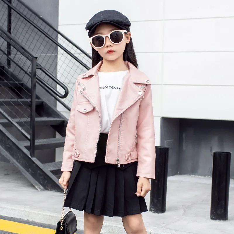Boys Girl's Leather Jackets Kids 2020 Spring Autumn New Faux Coats Children Zipper Fashion Tops Clothes | Детская одежда и