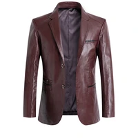 new spring leather jacket men blazer casual motorcycle leather jackets autumn solid color men faux leather coats high quality