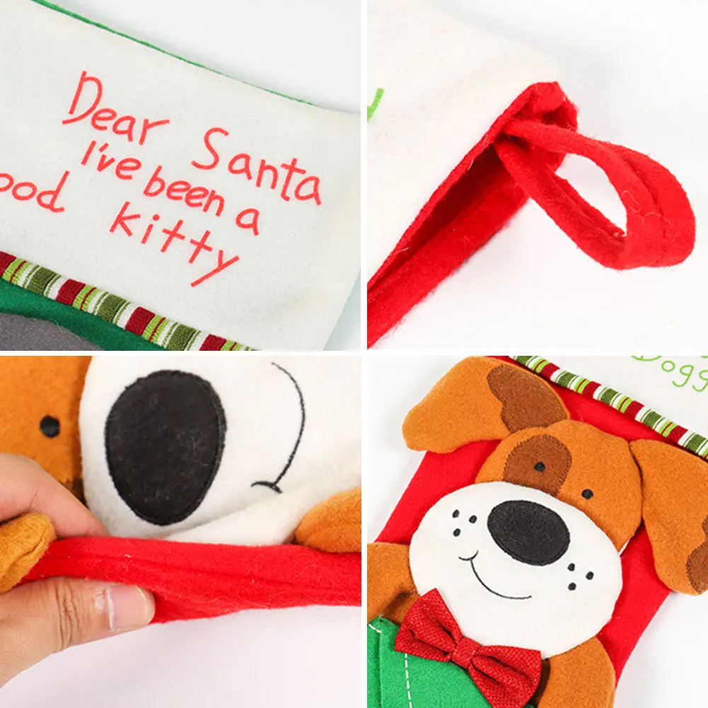 Милый питомец кошка Рождественский чулок конфеты подарочная сумочка