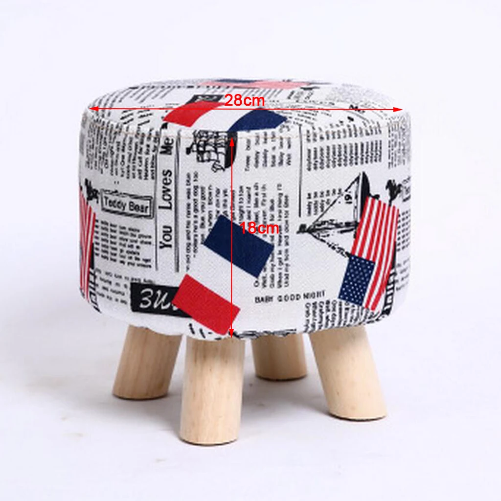 28x18 см круглого стола Лен тканевая скамеечка для ног крышка деревянный табурет