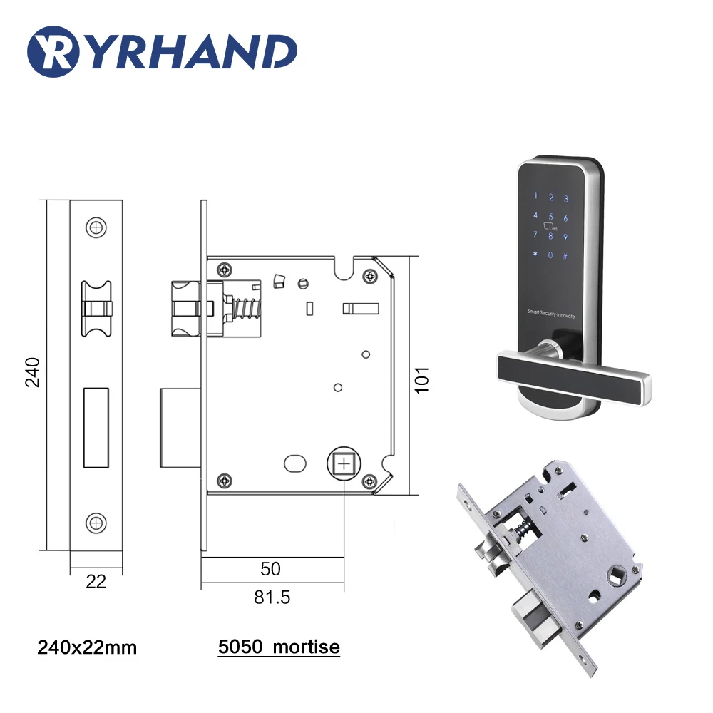 5050 latch silver TT замок приложение безопасности электронный дверной замок, wifi смарт сенсорный экран замок, цифровой код клавиатуры Засов для дома отель квартиры - Цвет: 5050 latch silver