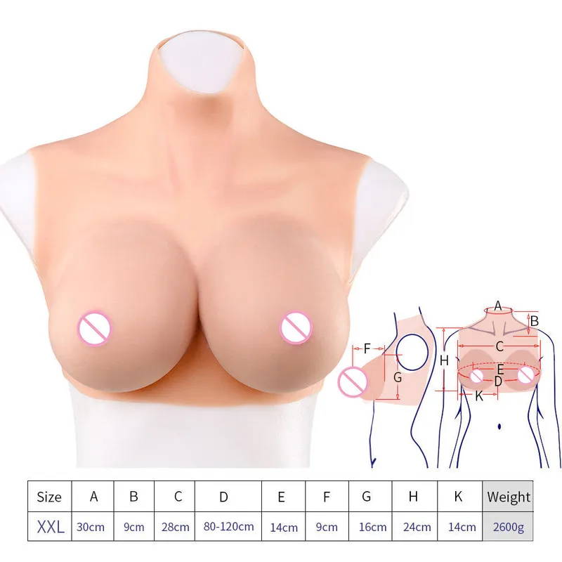 Halfbody Silicone Breast Forms Cloth F Cup TG CD Prothesis Boobs Enhancer Plus Size Bra Silicone Bra Cup Silicone