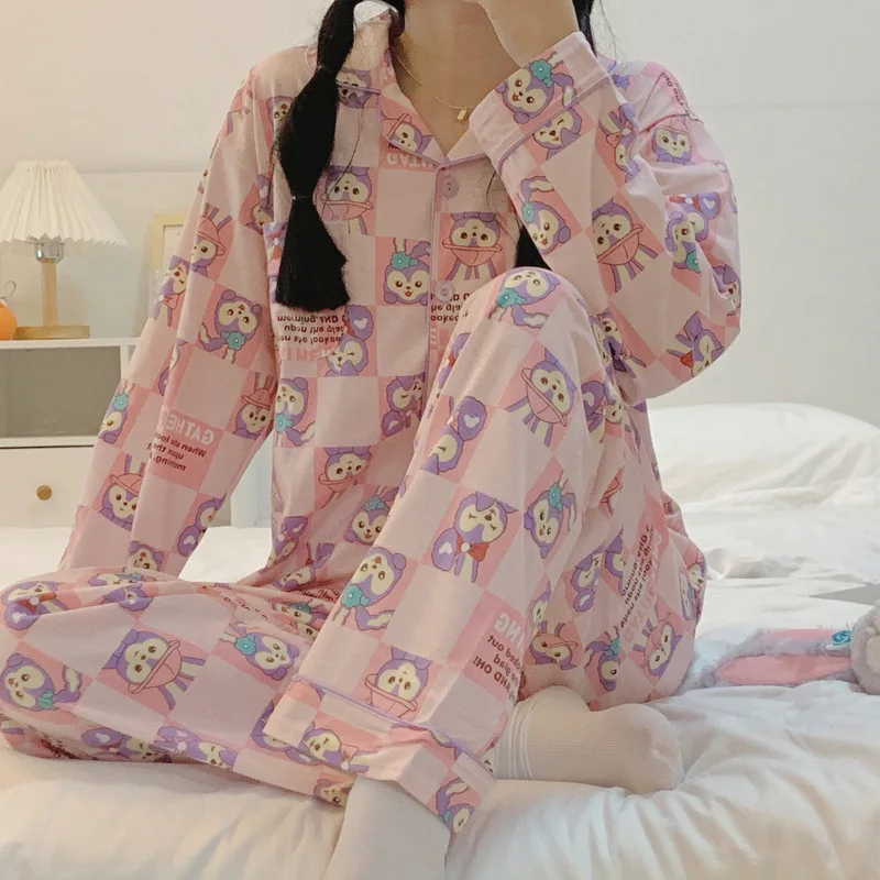 Long Sleeve Pajamas Autumn Long Sleeve Trousers Suit Printing Cartoon Bunny Fashion Pyjama Set Large Size Nightwear Home Service