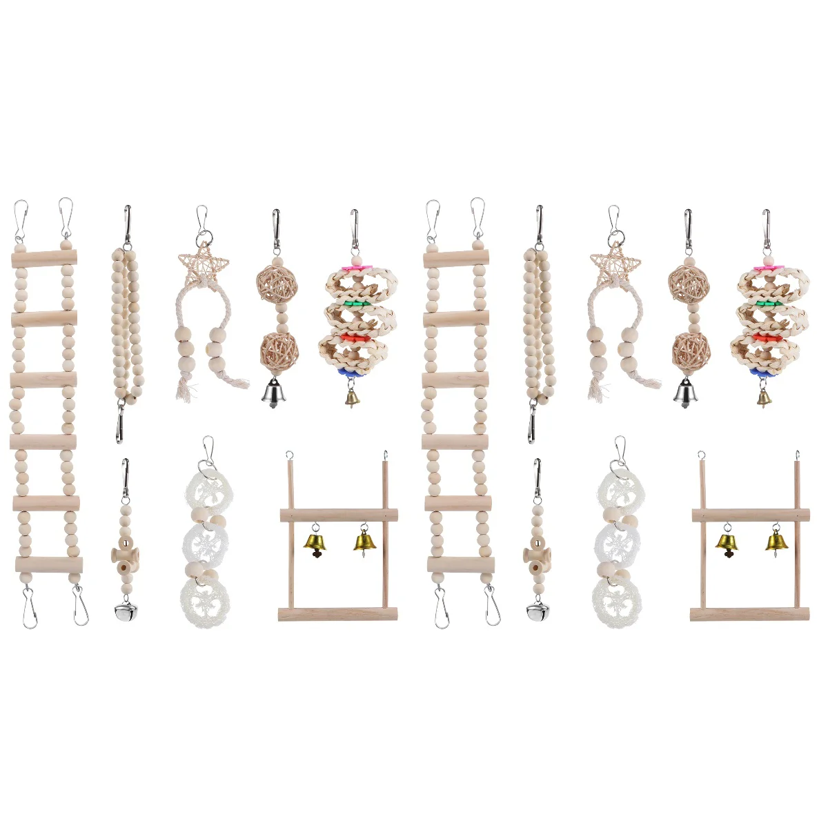 

16 Pcs Bird Cage Hanging Toys Pet Parrot Chewing Toys Pet Plaything Supplies