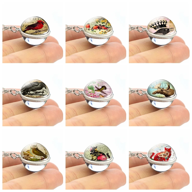 Ожерелье с двухсторонней стеклянной подвеской-шариком для мужчин и женщин |