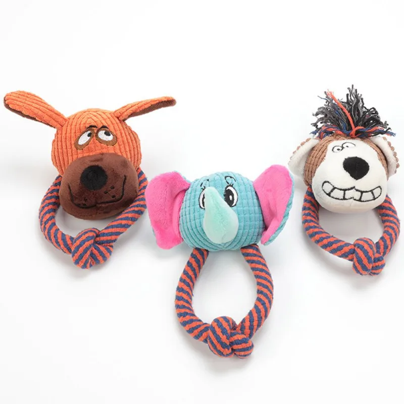 

Dog Toys Squeaky Puppy Play Chew Interactive Dog Toy Cleaning Tooth Plush Animal Cotton Rope Bite Toys Pet Training Supplies