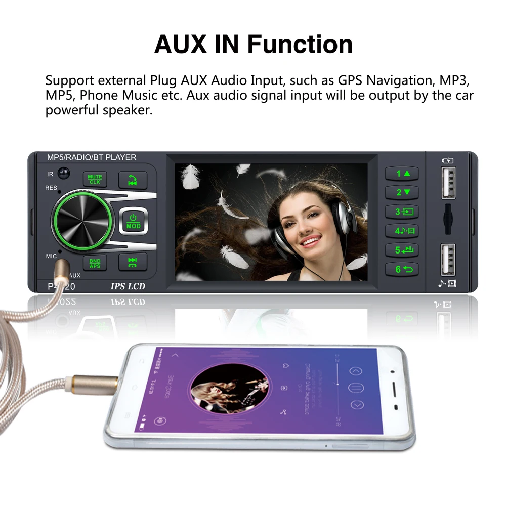 Автомагнитола 1DIN MP5 плеер 3 8 дюйма Mirror Link SD карта двойной USB IPS Bluetooth не сенсорный