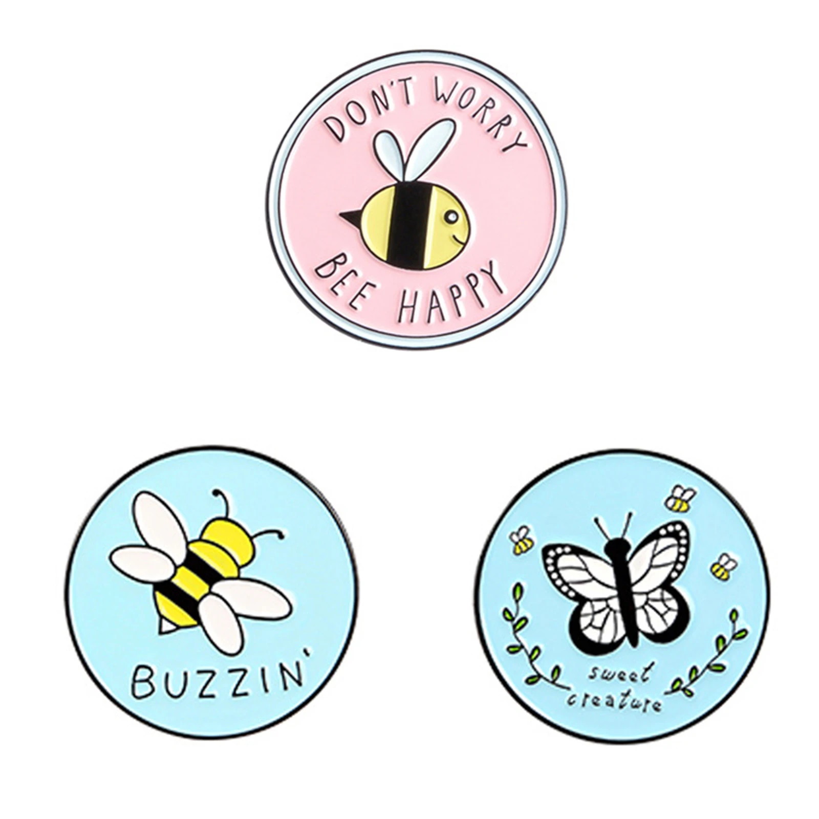 

Fashion Insect Brooches Pink Blue Color Bee Enamel Pins Round Badge Women Backpacks Clothes Lapel Pin Jewelry Accessories Gifts