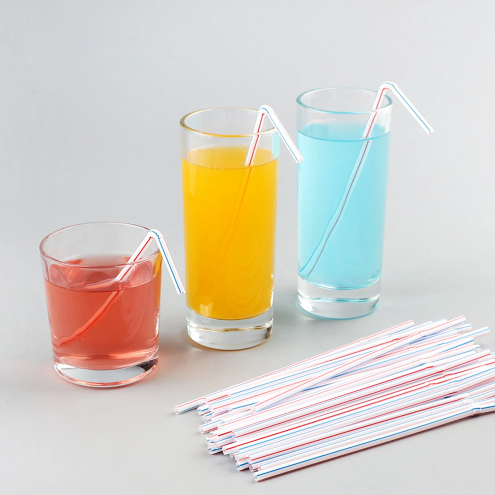 

100 Count 8inch Disposable Drinking Straws Flexible Straws for Summer