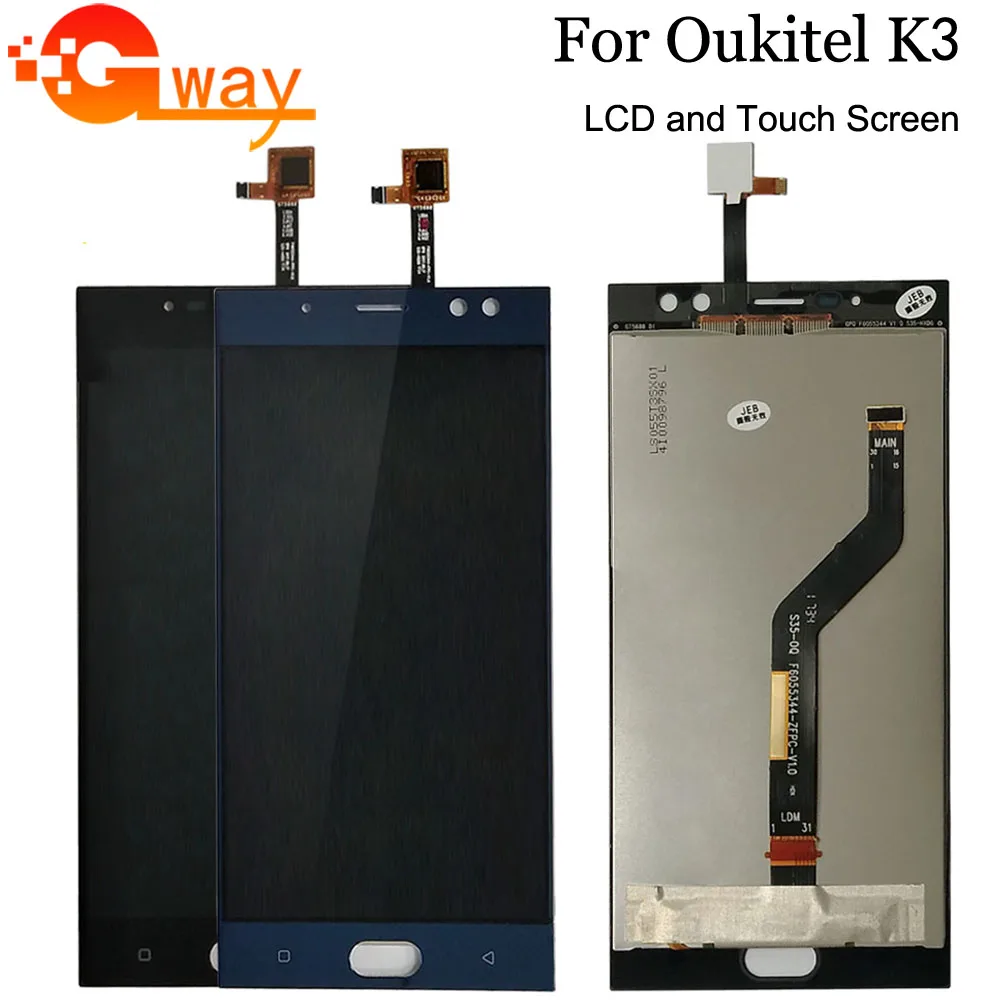 Синий цвет для 5 дюймового Oukitel K3 ЖК дисплей + сенсорный экран 100% протестированный