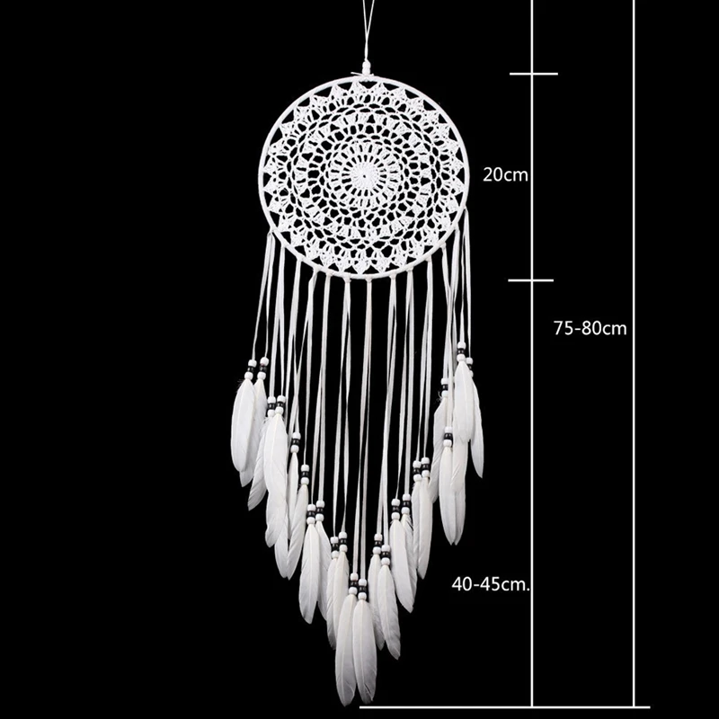 

White Lace Dream Catcher Home Hanging Flower Wind Chime Feather Pendant Wall Decoration