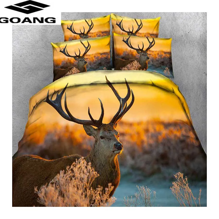

GOANG 100% Microfiber fabric bedding set duvet cover 200x200 pillowcases king queen size bedding set home textiles elk printing