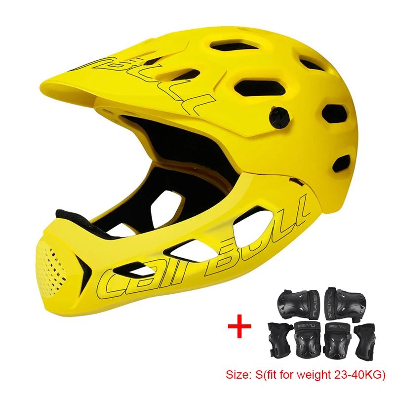 TRAIL DH MTB велосипедный шлем со съемной защитой подбородка и налокотником наколенник анти-ударный скейтборд дорожный горный велосипед велосипедный шлем - Цвет: Yellow Gear S