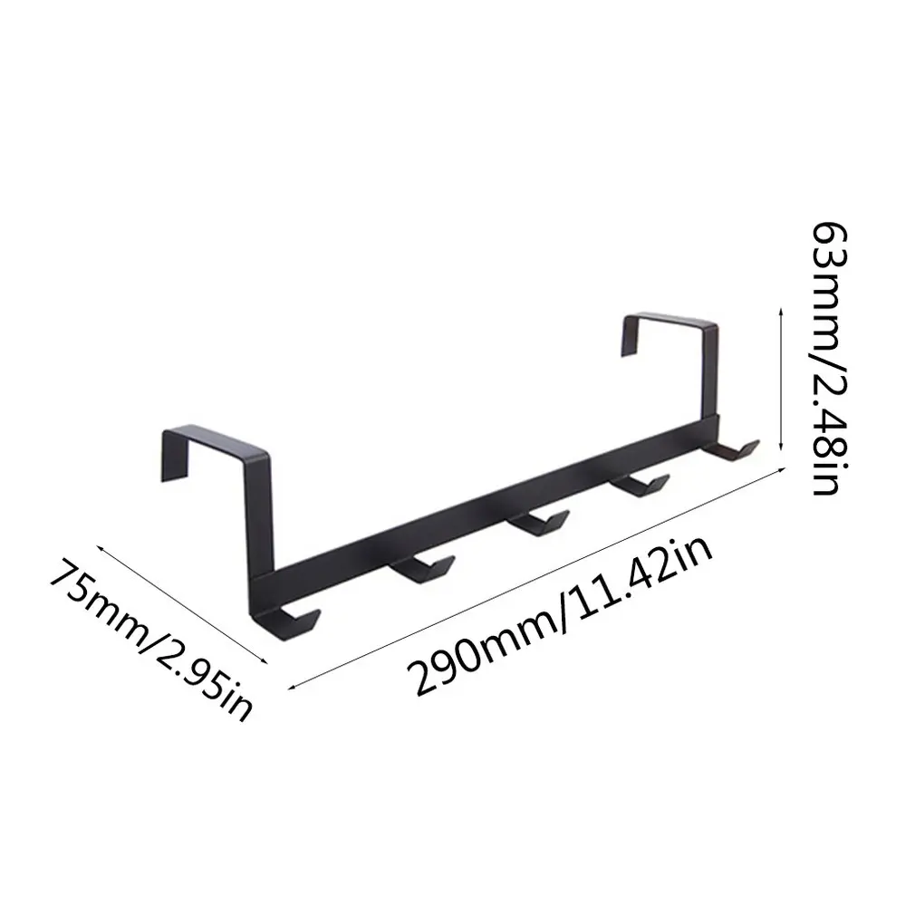 

Hat Clothes Hook Hanger No-Punching With 5 Hooks Over-The-Door Hook Rack
