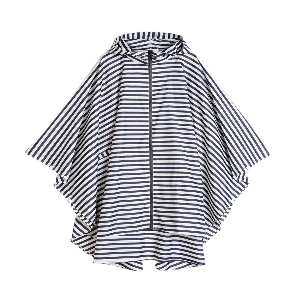 

Unisex striped Waterproof Hooded Rain coat Jacket Waterproof Rain Poncho