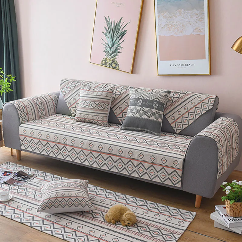 Хлопок лен ткань чехол для дивана нескользящий сиденье в средиземноморском