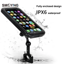 SMOYNG Heightened Waterproof Motorcycle Bike Phone Holder Case Support Moto Bicycle Handlebar mobile Mount Bracket For iPhone