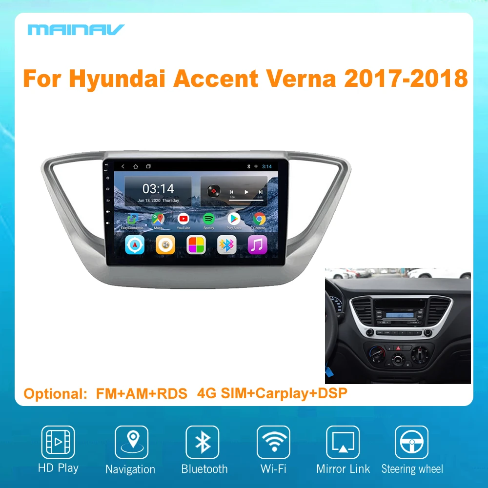 9 &quotAndroid 10 для Hyundai Accent Verna 2017 2018 RDS автомобильная навигация DSP CarPlay автомобильное