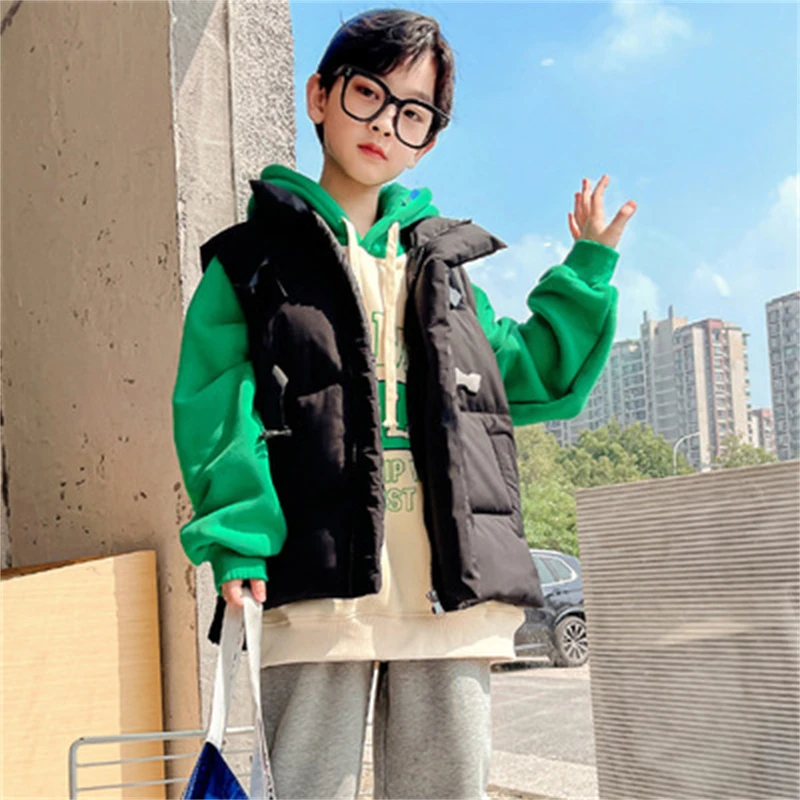 

Детский пуховой жилет для девочек и мальчиков, жилет, модель 2021 года, тёплая утепленная куртка для улицы на осень и зиму, кардиган, детская од...