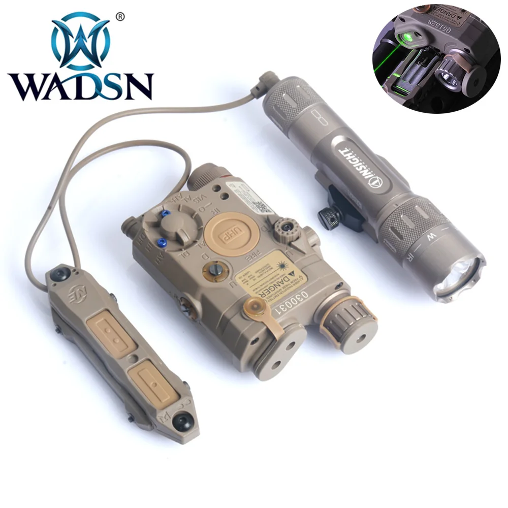 

WADSN WMX200 Tactical Flashlight+Airsoft PEQ 15 LA-5C UHP VER-Green/IR Laser+Remote Pressure Switch Softair Weapon Light Kits