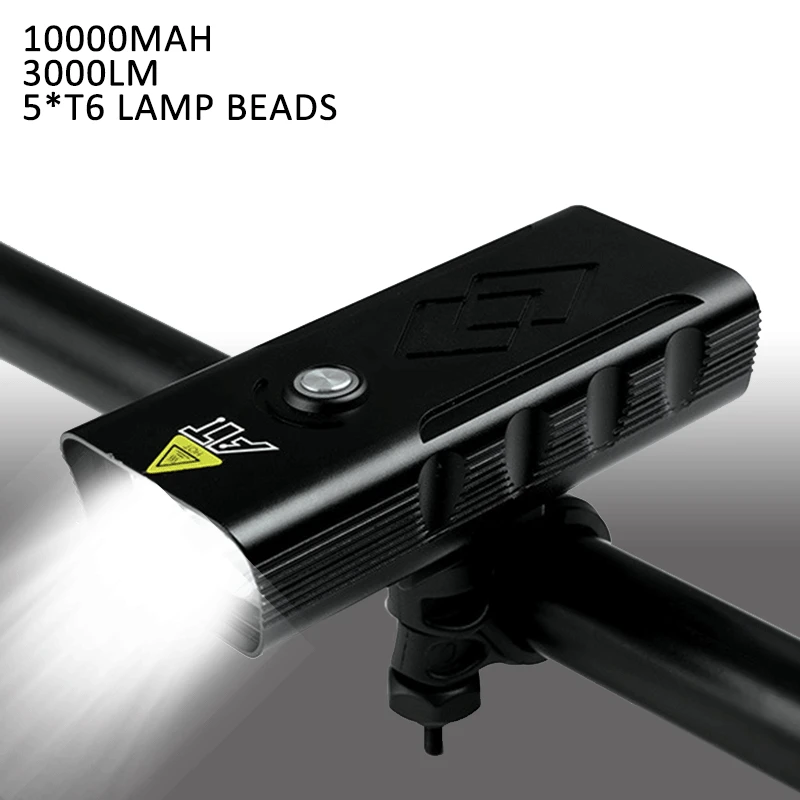 

10000mAh Bike Light USB Rechargeable 3000 Lumens Bike Headlight 5T6 LED Super Bright Flashlight Front Lights and Back Rear light