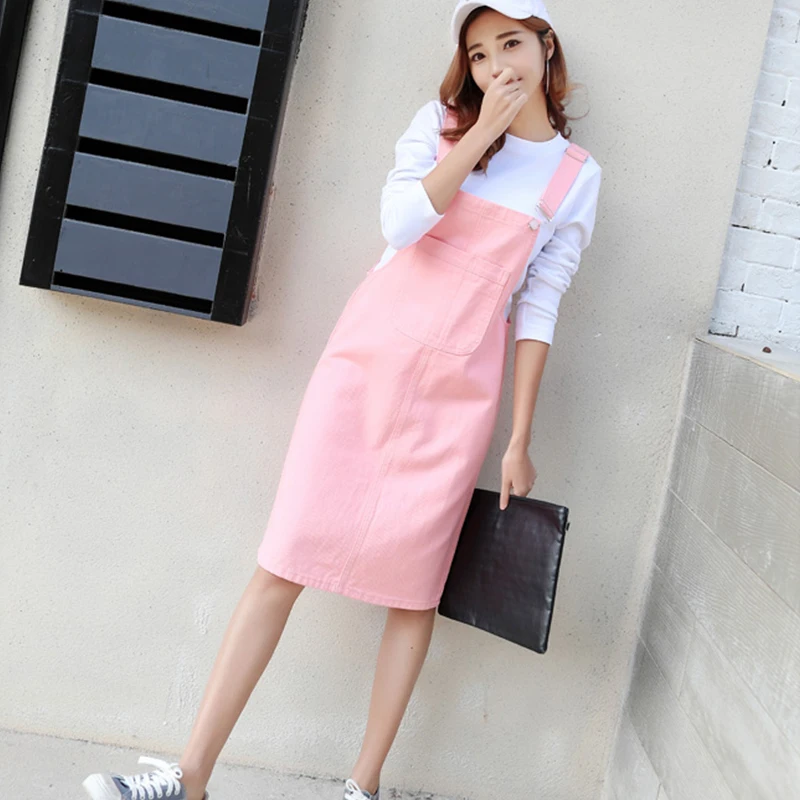 Женское джинсовое платье повседневное на бретелях большие размеры XL весна-лето