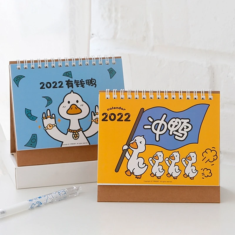 

2022 Kawaii Cartoons Duck Desktop Paper Mini Calendar Dual Daily Scheduler Table Planner Yearly Agenda Organizer