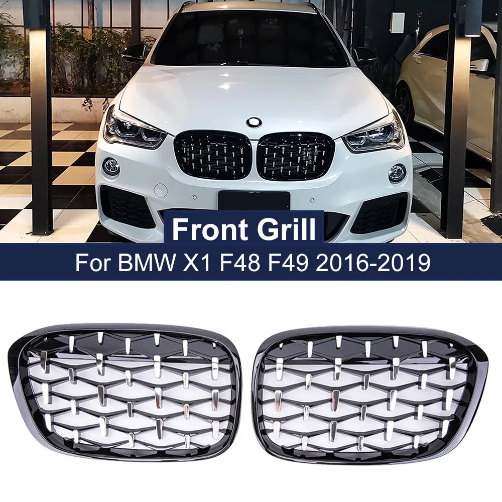 

Geetha Car Diamond Front Kidney Grille Racing Grill For BMW X1 F48 F49 2016 2017 2018 2019 Meteor Style Grills Car Styling Parts