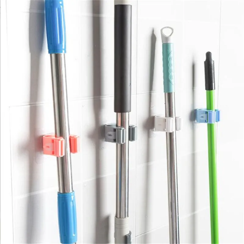 

2pcs Adhesive Multi-Purpose Hooks Wall Mounted Mop Organizer Holder RackBrush Broom Hanger Hook Kitchen Bathroom Strong Hooks