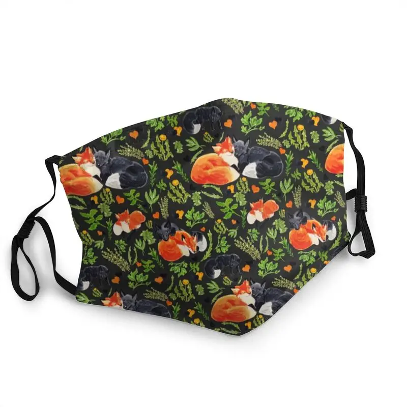 

Foxes In Love Non-Disposable Face Mask Adult Fox Pattern 3D Printing Dustproof Protection Cover Respirator Mouth-Muffle