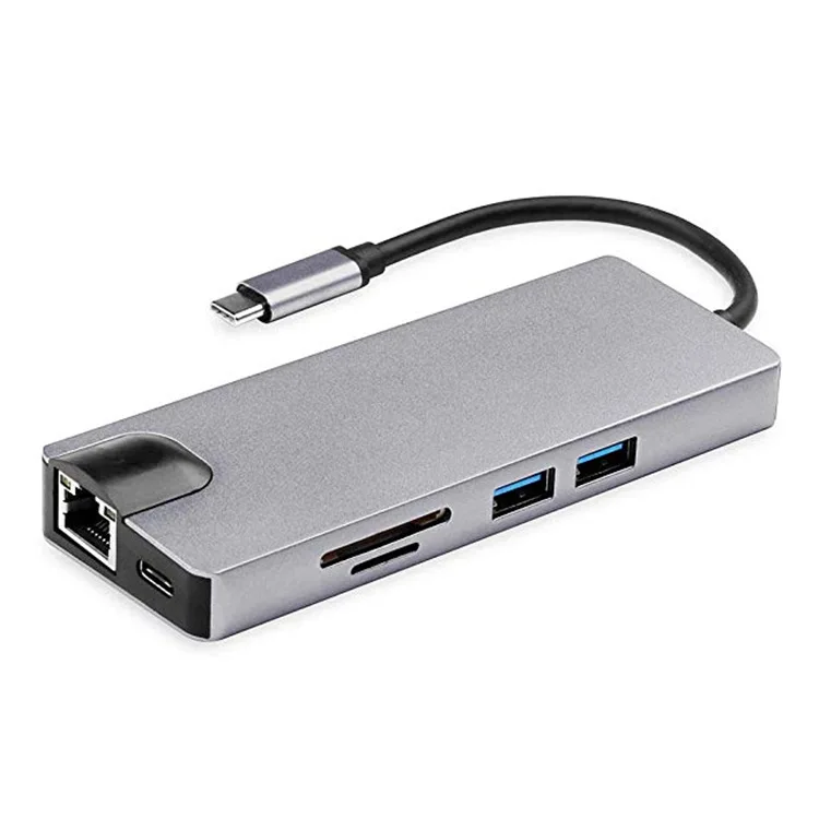 type c to hdmi type c docking station hdmi vga gigabit network card usb card reader all in one eight in one free global shipping