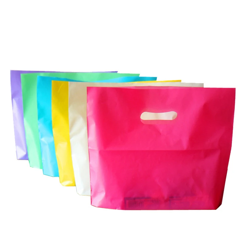 

Multicolor Plastic Shopping Bags With Handle Family General Boutique Clothes Shoes Storage Bags Gift Packaging Pouches 50Pcs