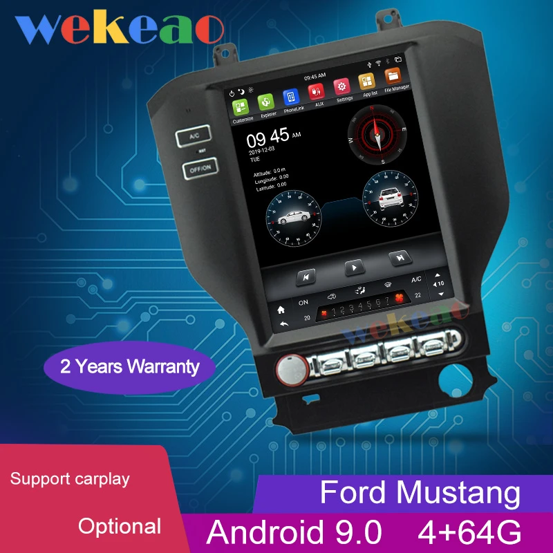 

Wekeao 10.4" Vertical Screen Tesla Style 1 Din Android 9.0 Auto Radio GPS Navigation For Ford Mustang car Dvd Multimedia Player