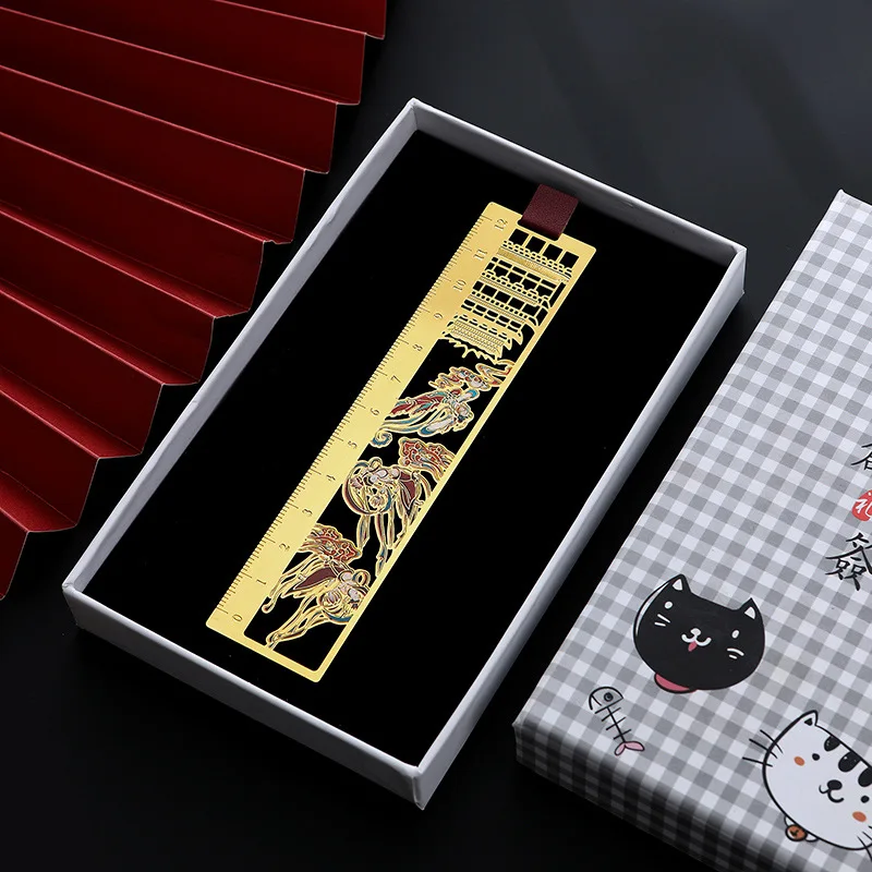 Винтажный китайский стиль золотая металлическая пустая Закладка линейка папка