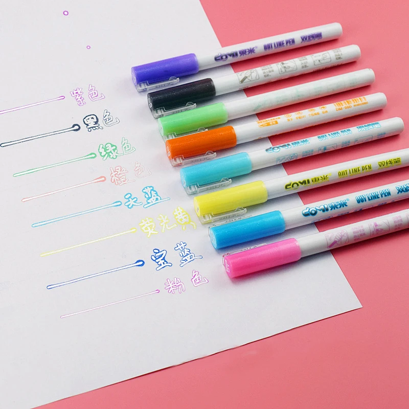 8 шт./компл. двойной линии художественный маркер для белой доски линейных ручка