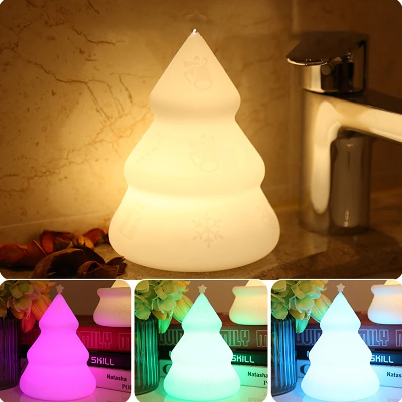 

Cute LED Xmas Santa Shaped Tree Night Light with Touch Sensor Portable Silicone E56E
